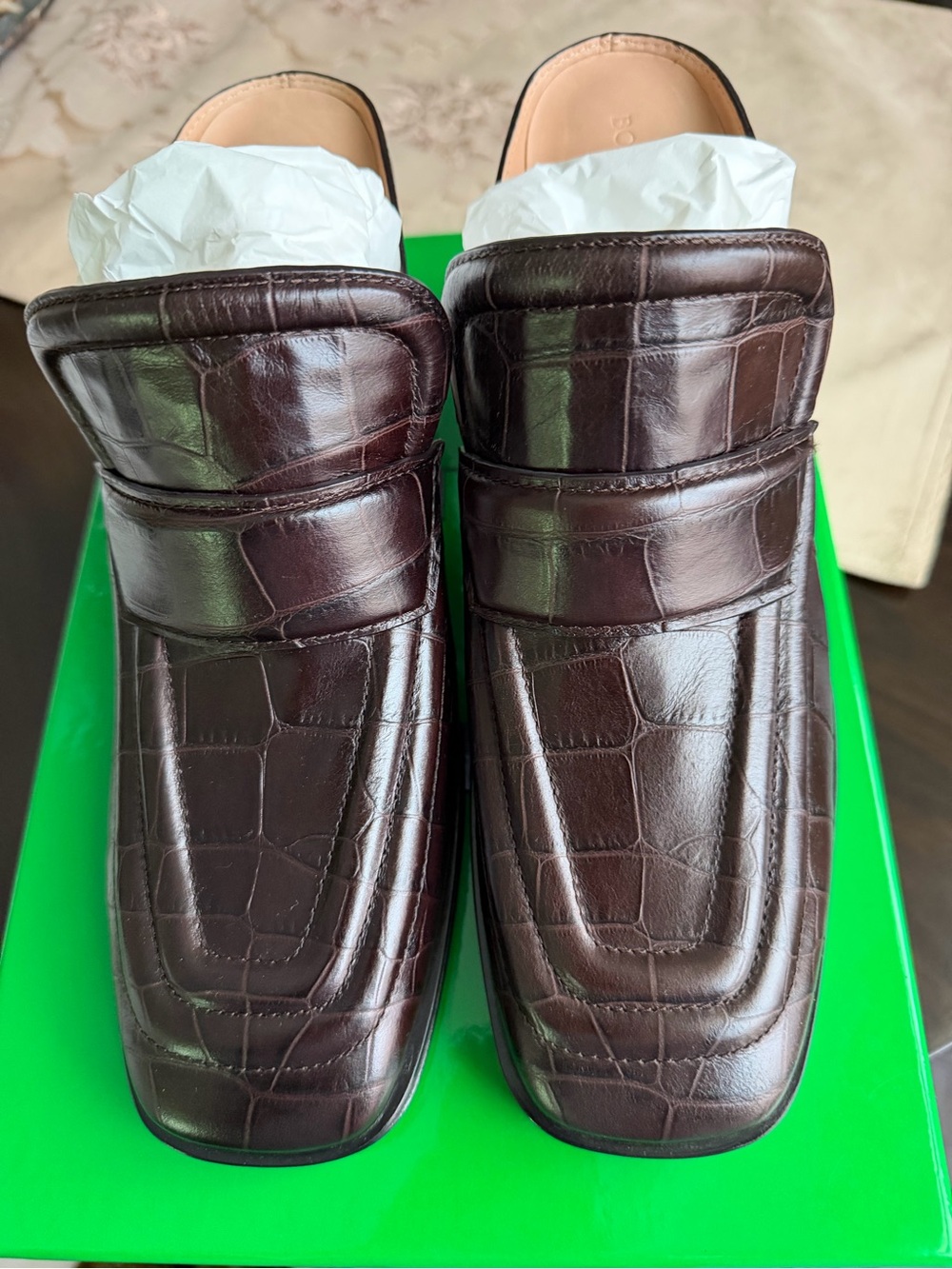 Bottega Veneta Croc-Embossed Leather mules